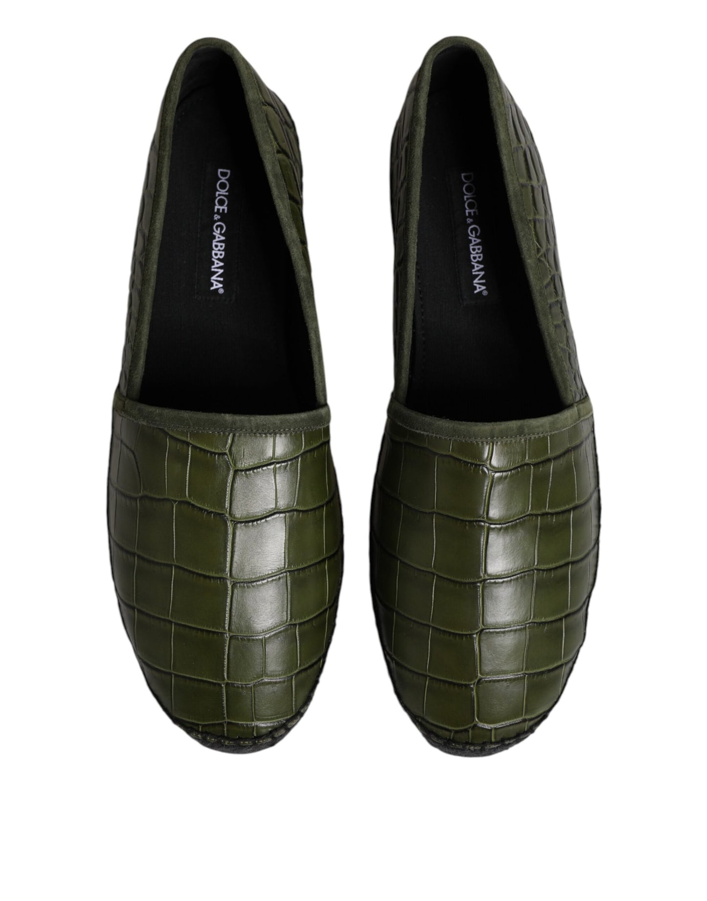 Green Exotic Leather Espadrilles Slip On Shoes