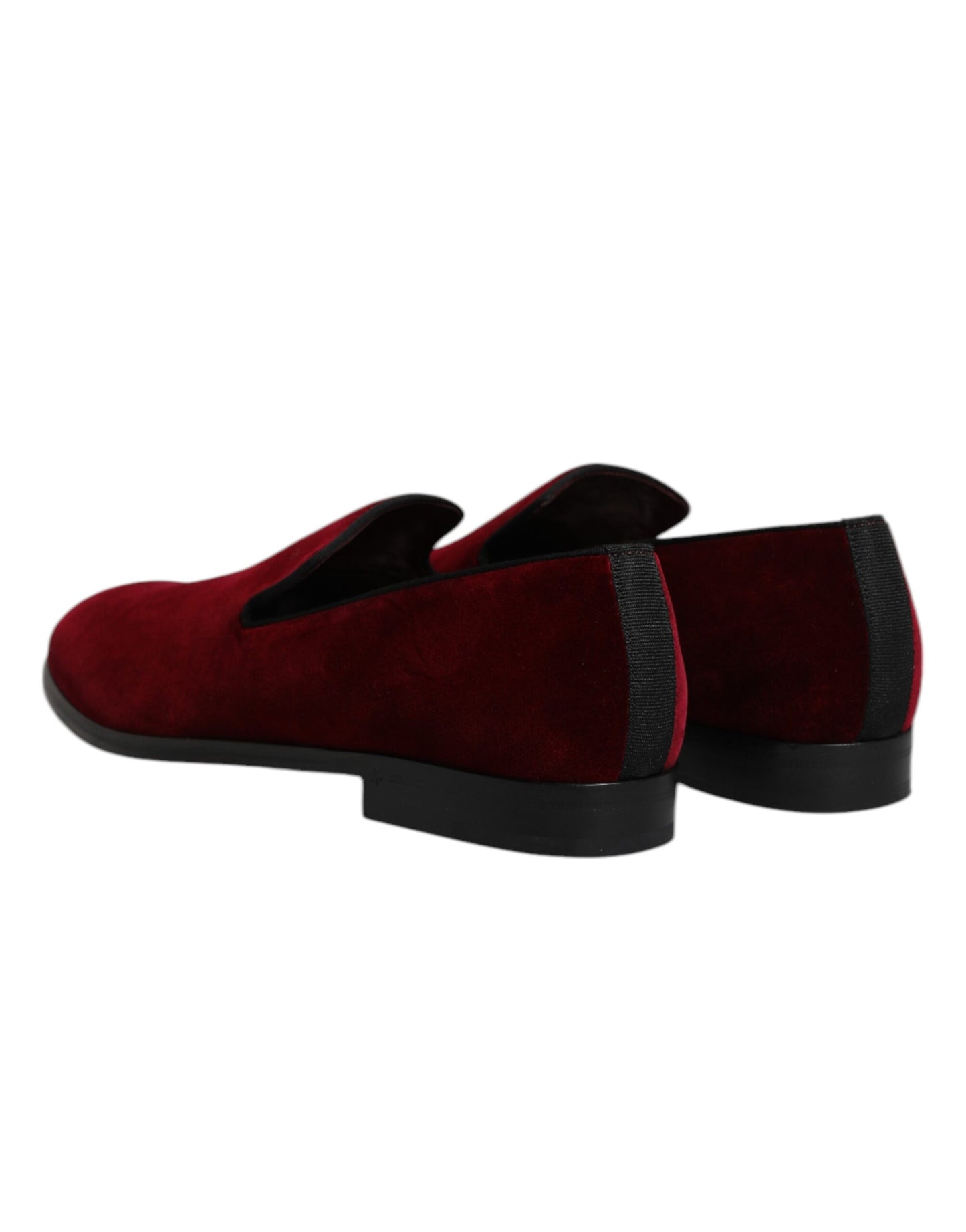 Red Cotton Velvet Slip On Loafers Formal Shoes