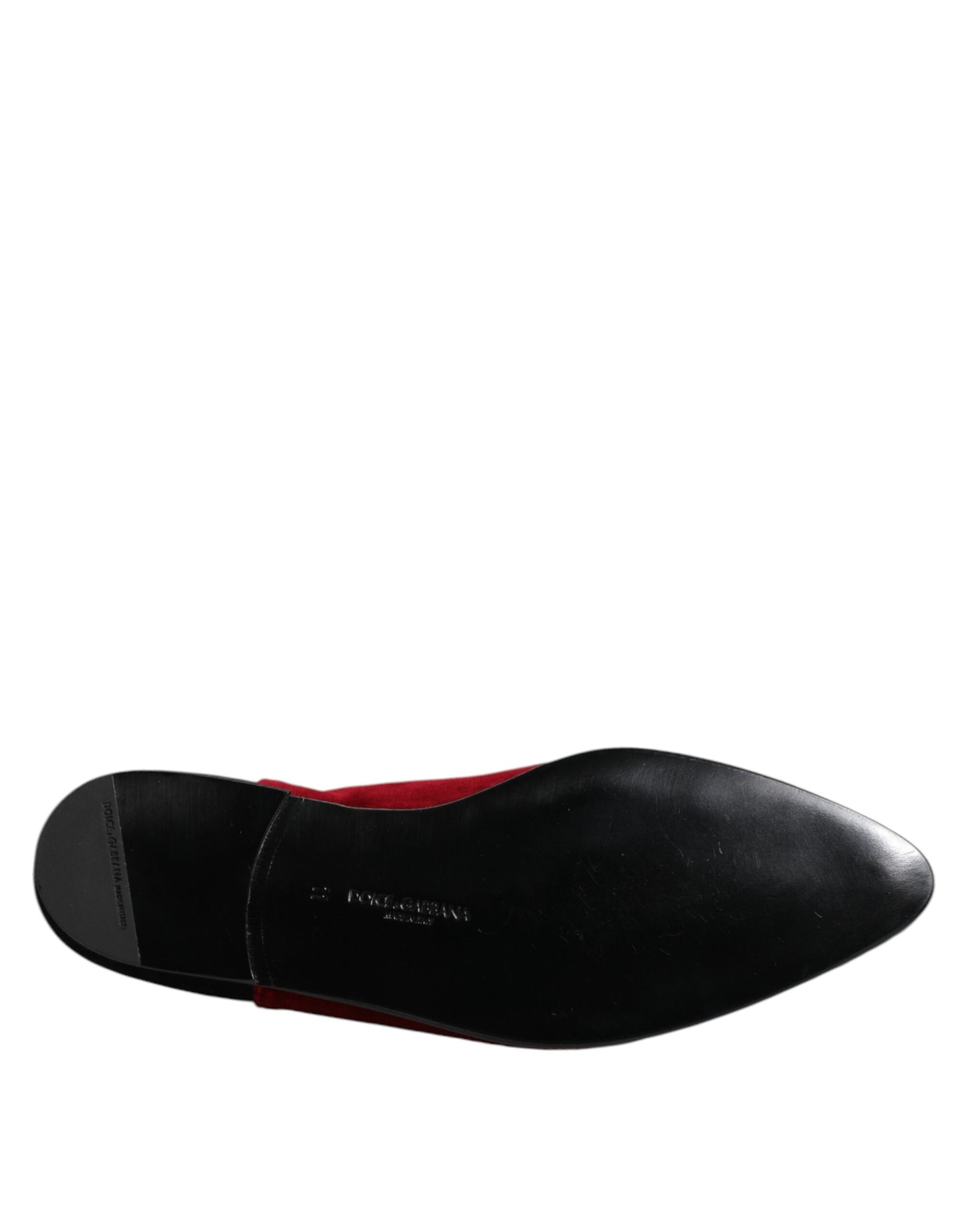 Black Red Velvet Embellished Slip On Shoes