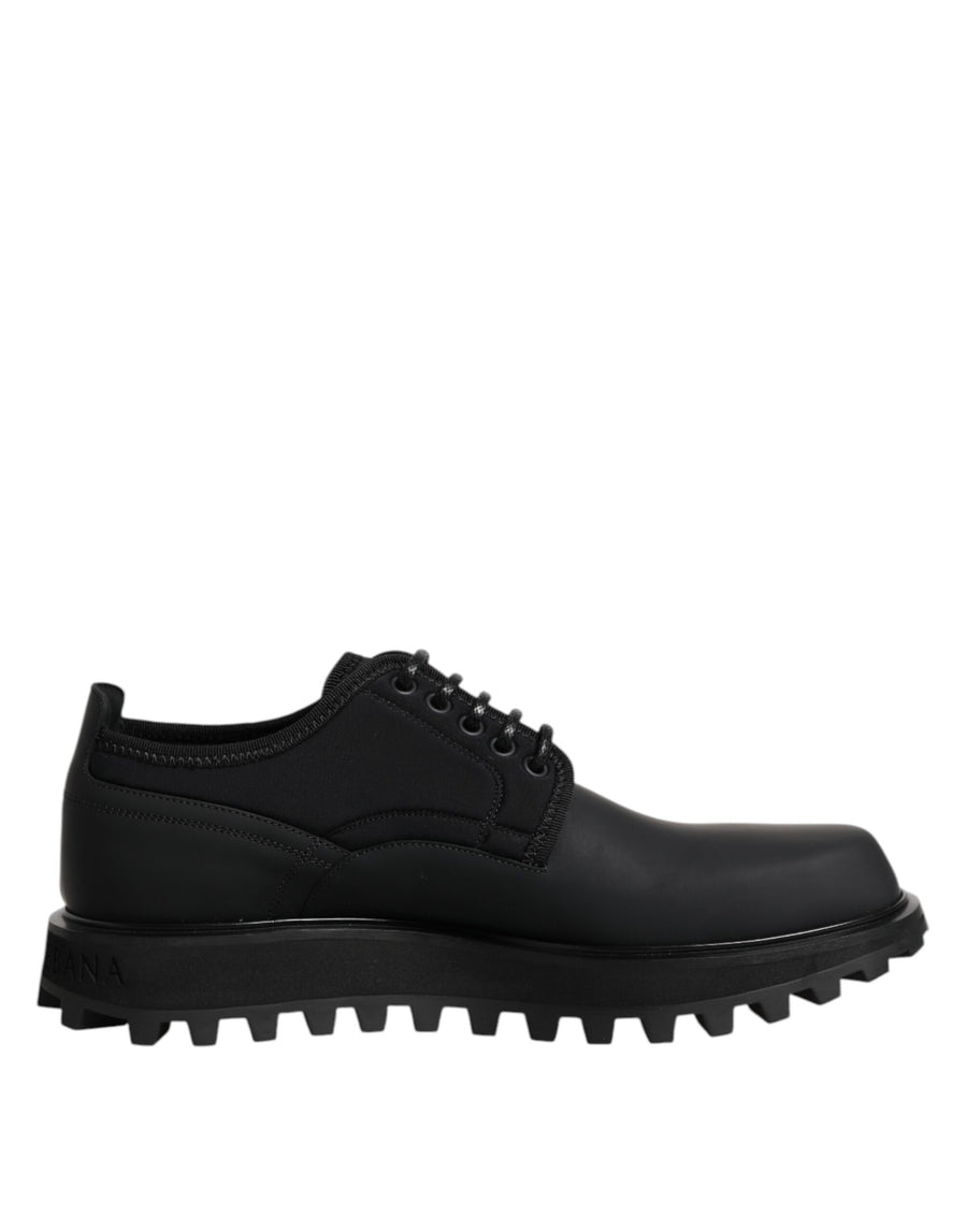 Black Leather Lace Up Trekking Dress Shoes
