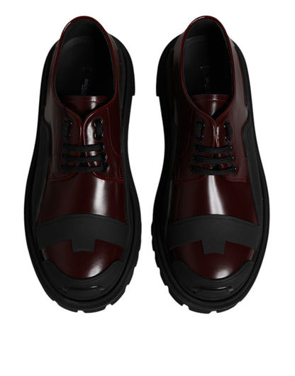 Red Leather Lace Up Trekking Dress Shoes
