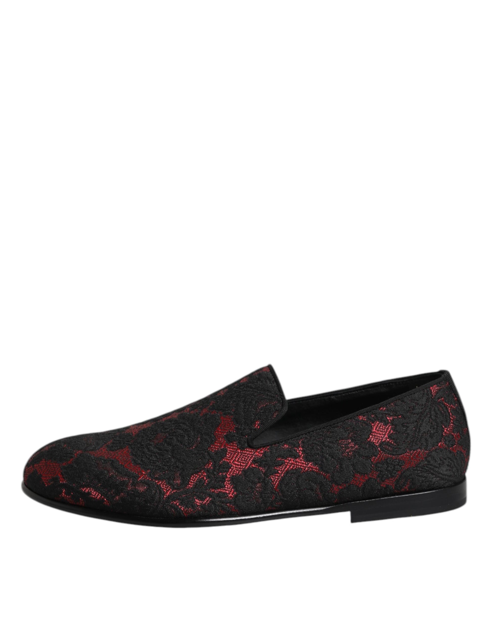 Red Black Jacquard Slip On Men Loafers Shoes