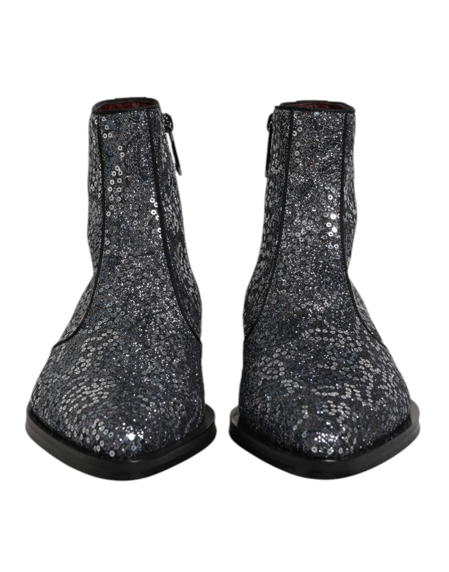 Dark Gray Cotton Sequined Chelsea Boots Shoes