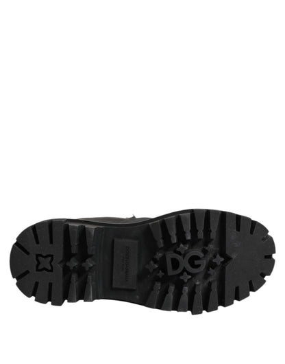 Black White Padded Lace Up Short Boots Shoes