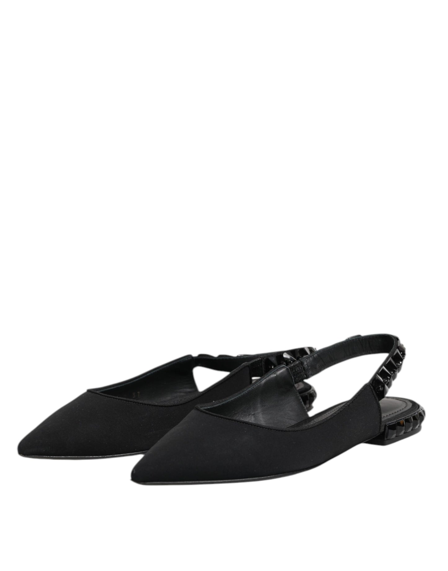 Black Crystal Charmeuse Slingback Shoes