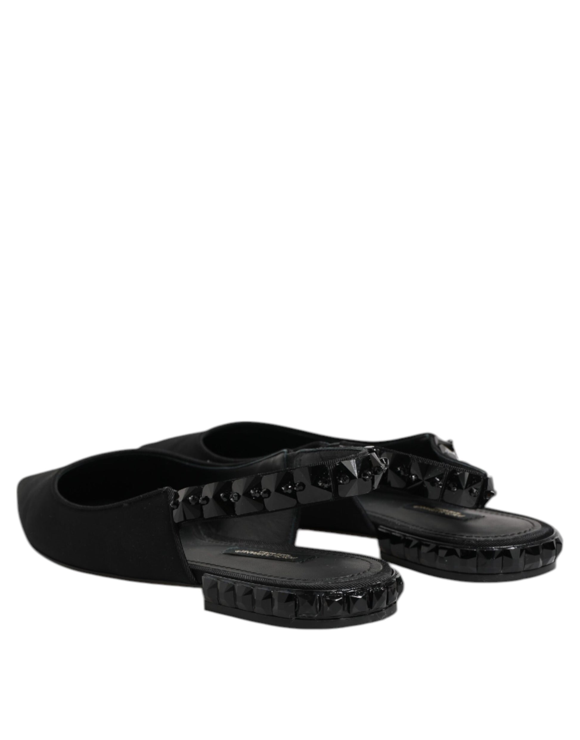 Black Crystal Charmeuse Slingback Shoes