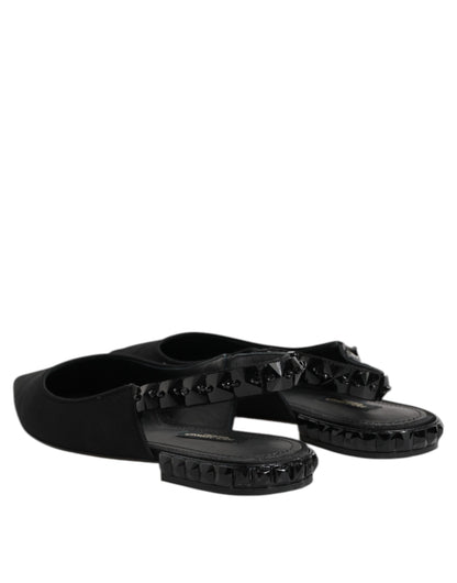 Black Crystal Charmeuse Slingback Shoes