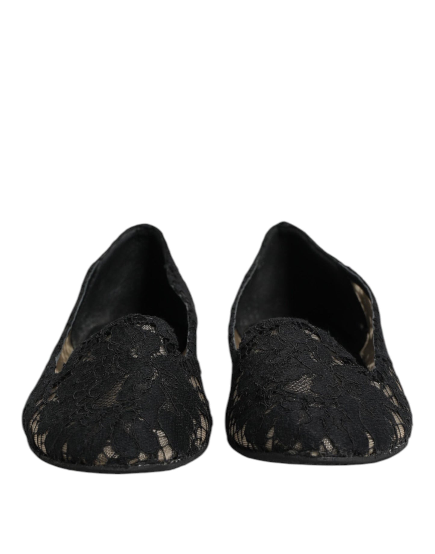 Black Taormina Lace Slip On Flats Shoes