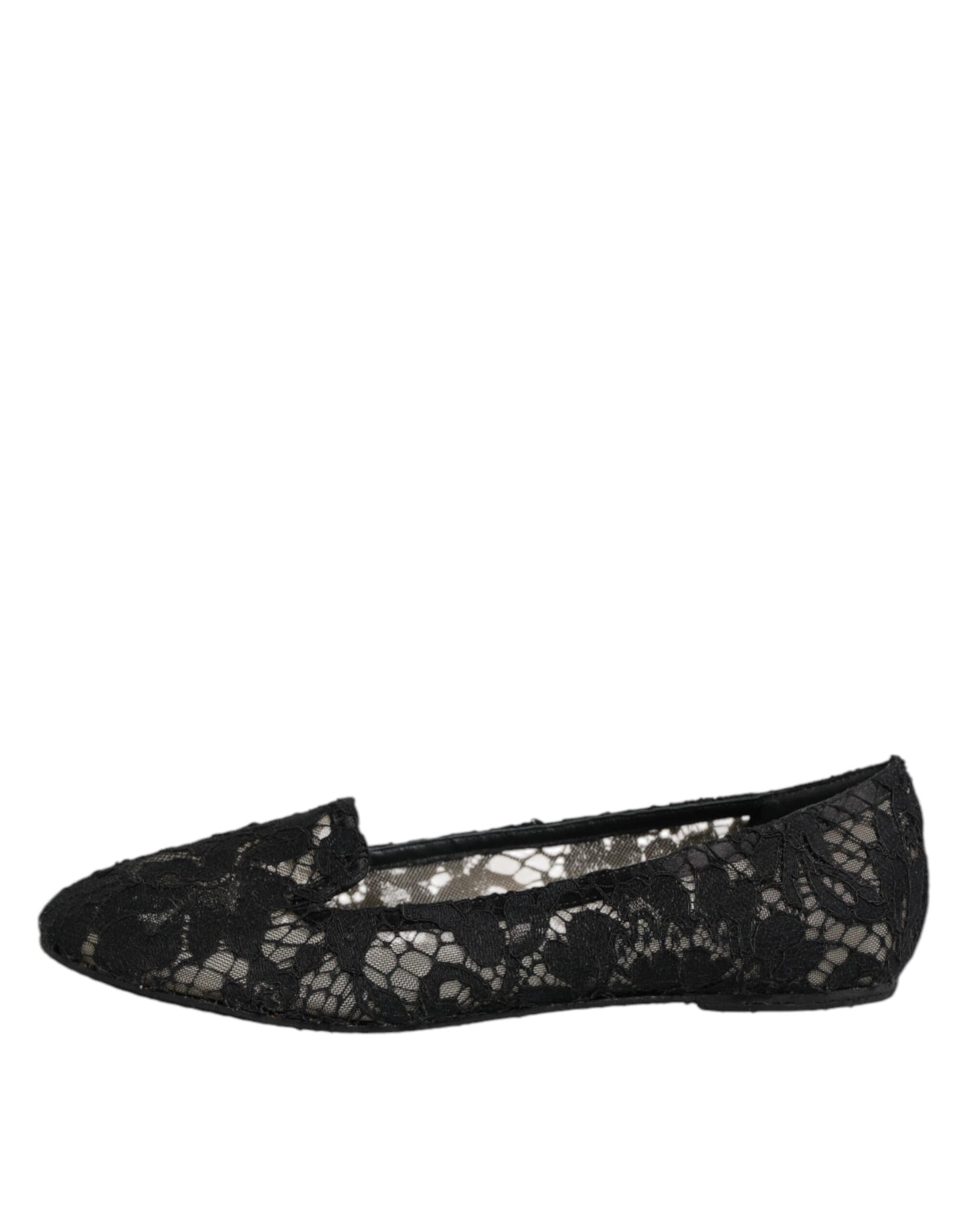 Black Taormina Lace Slip On Flats Shoes
