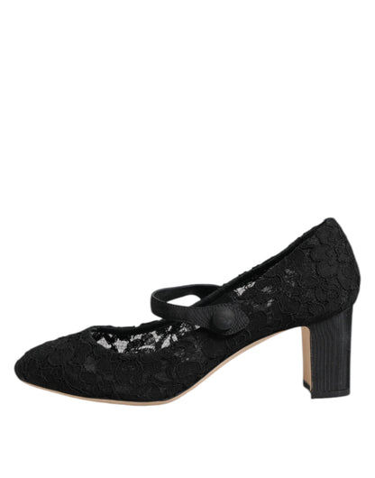 Black Mary Jane Taormina Lace Pumps Shoes