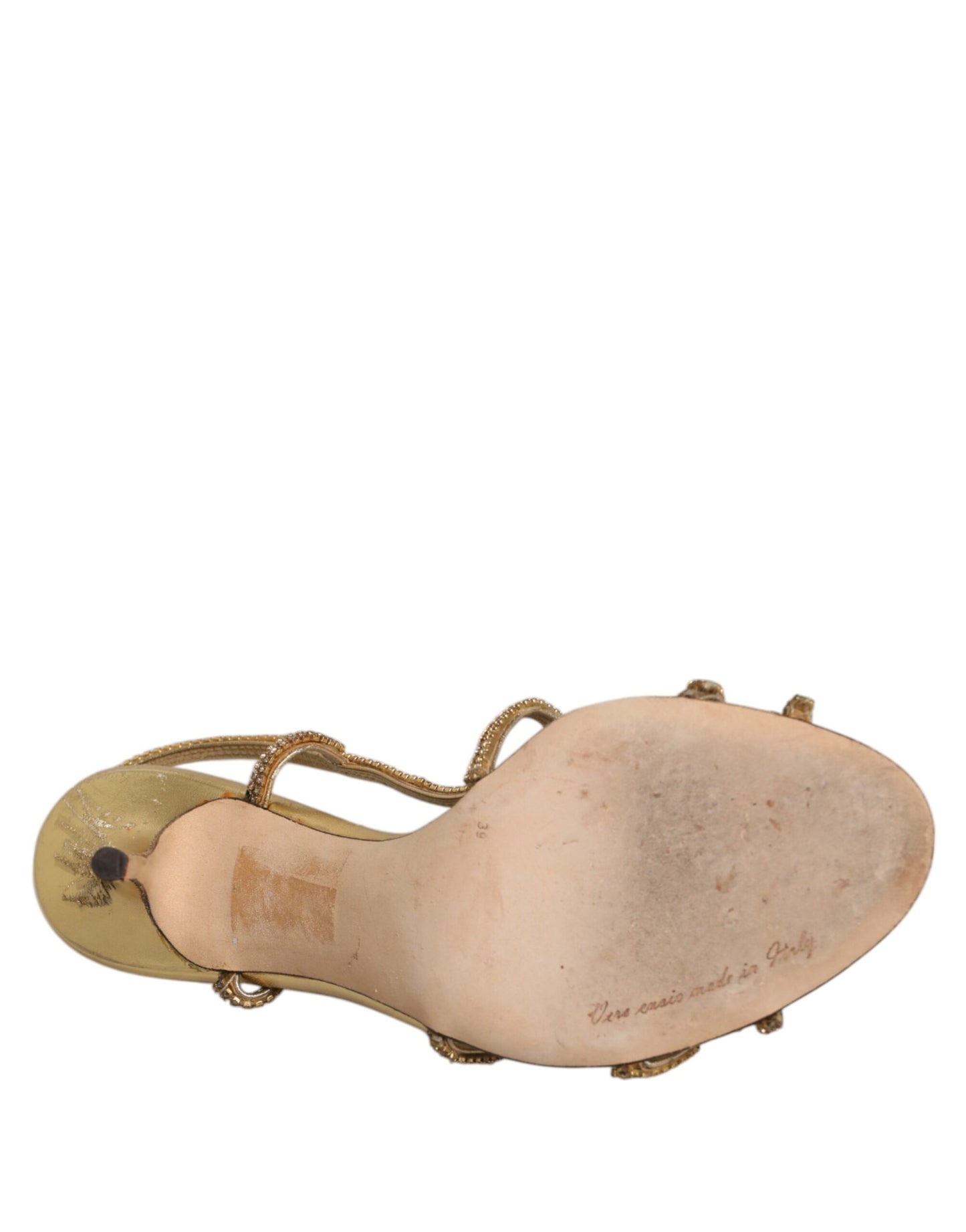 Gold Strass Ankle Strap Heels Sandals Shoes