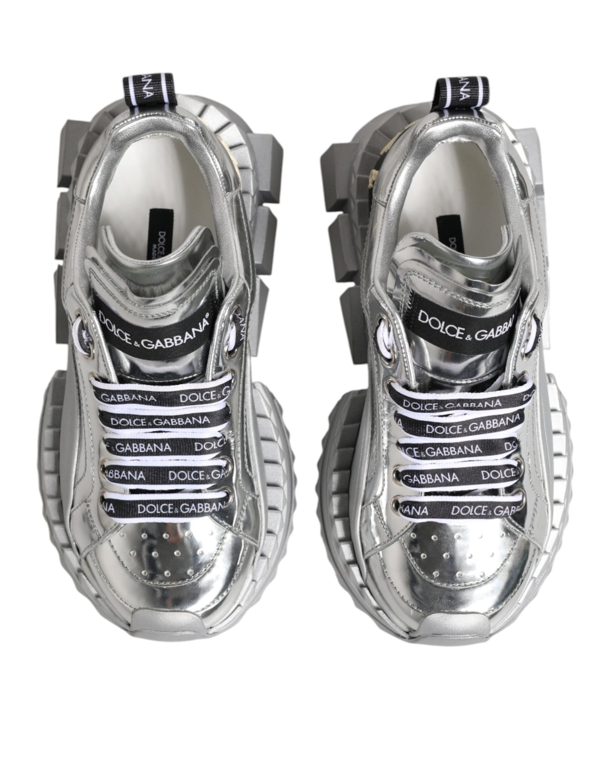 Silver Leather Super Queen Sneakers Shoes