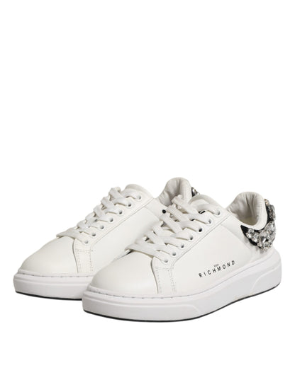 White Rhinestone Embellished Sneakers Shoes