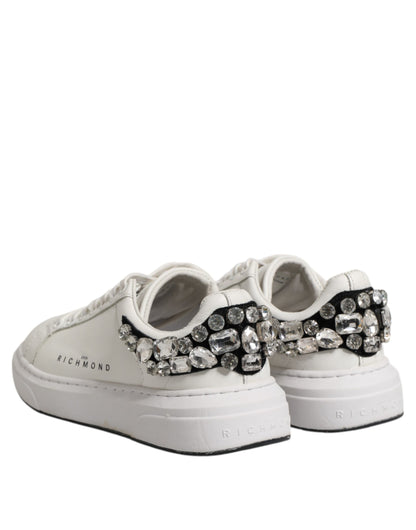 White Rhinestone Embellished Sneakers Shoes