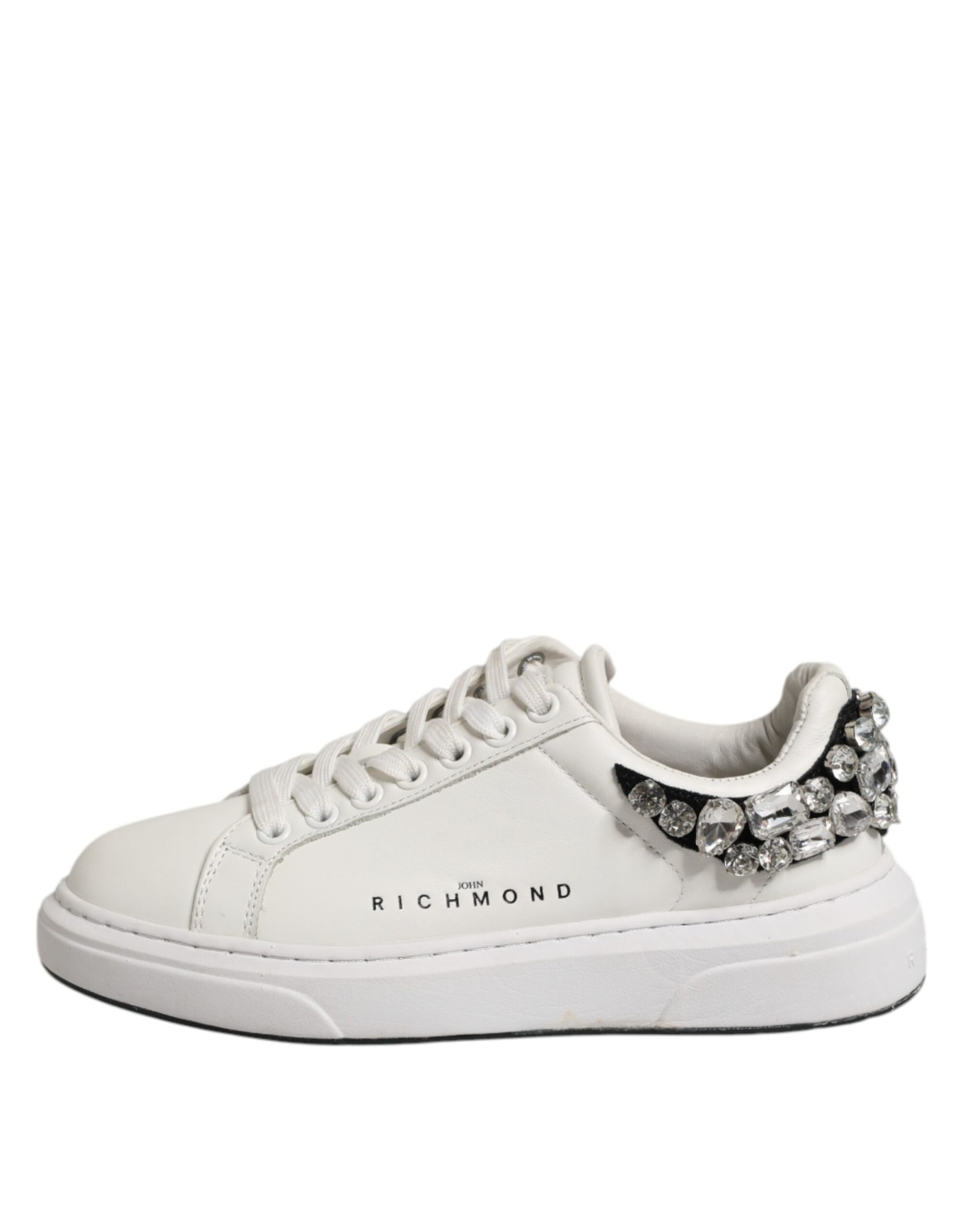 White Rhinestone Embellished Sneakers Shoes