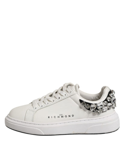 White Rhinestone Embellished Sneakers Shoes