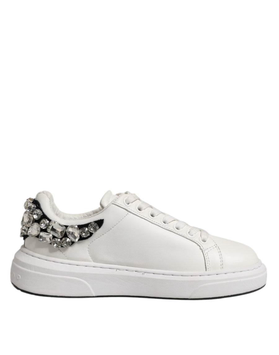 White Rhinestone Embellished Sneakers Shoes