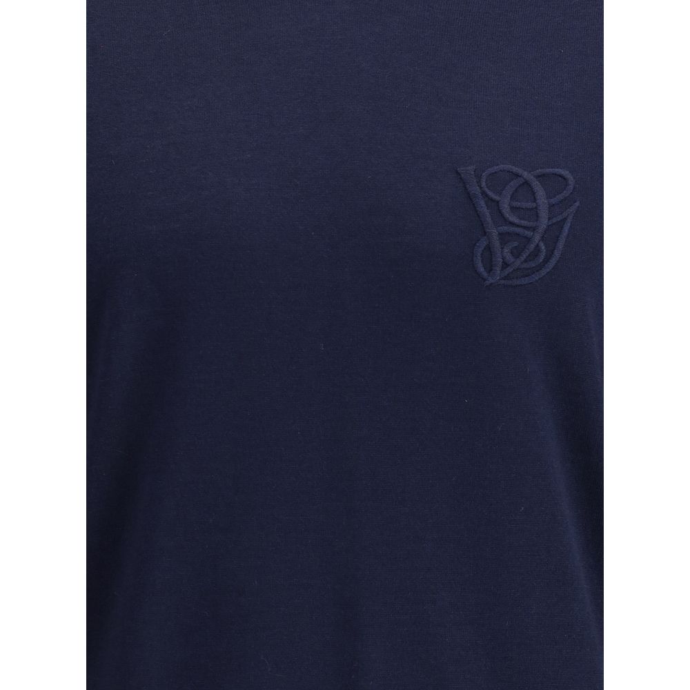 Blue Fleece Wool Turtleneck