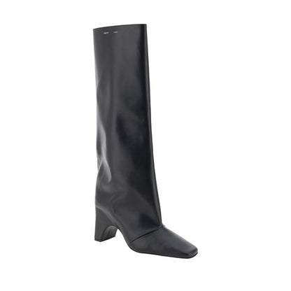Black Calf Leather Bos Taurus High Heel Boots