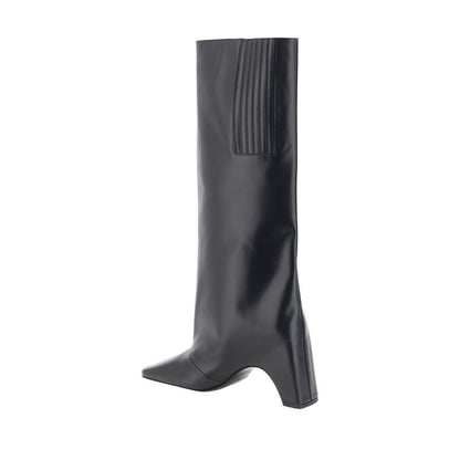 Black Calf Leather Bos Taurus High Heel Boots