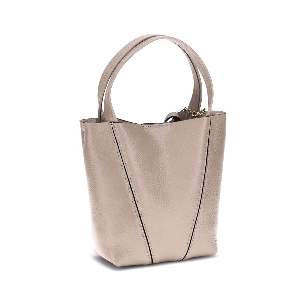 Beige Calf Leather Bos Taurus Shoulder Bag
