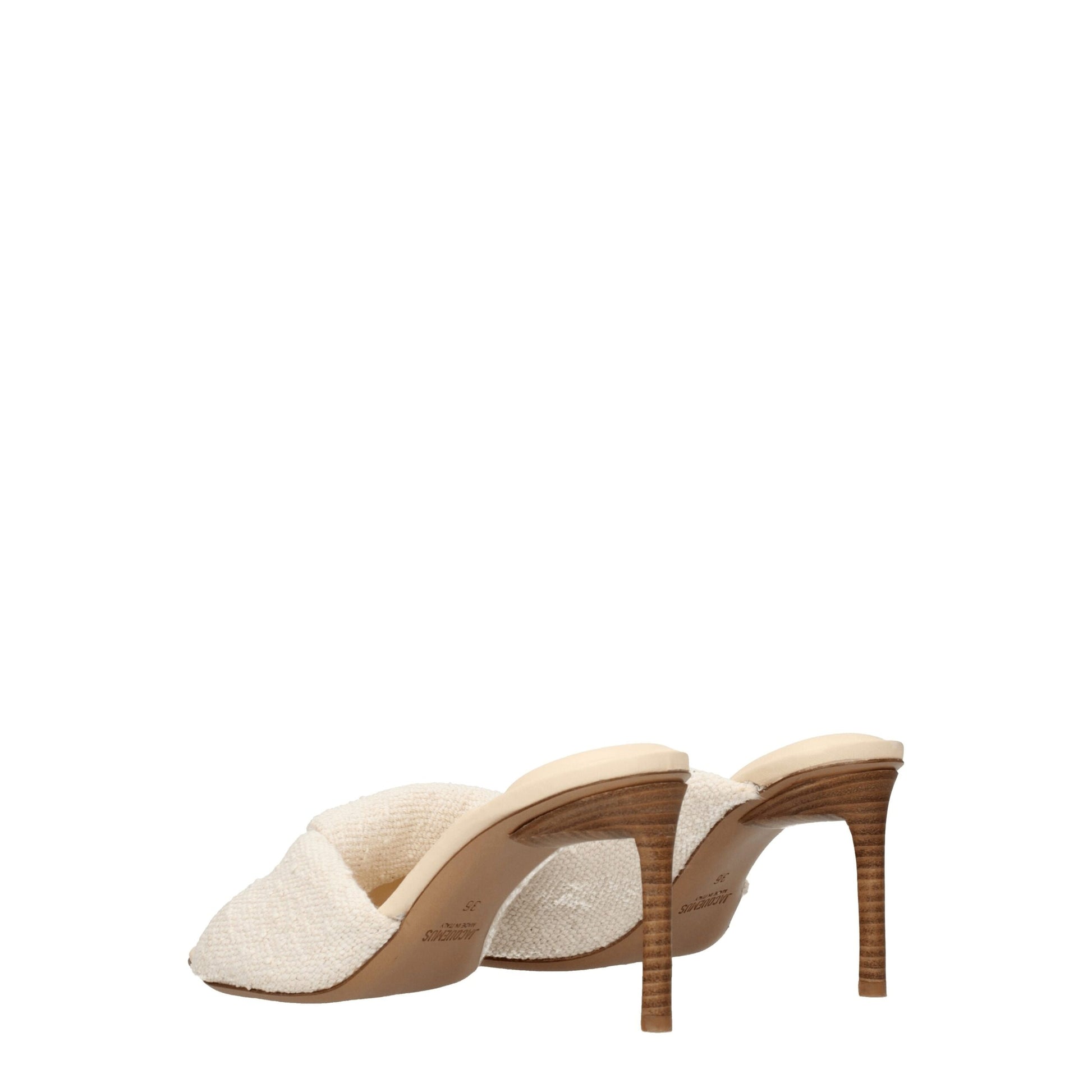 Beige Fabric Stiletto Heel Sandals