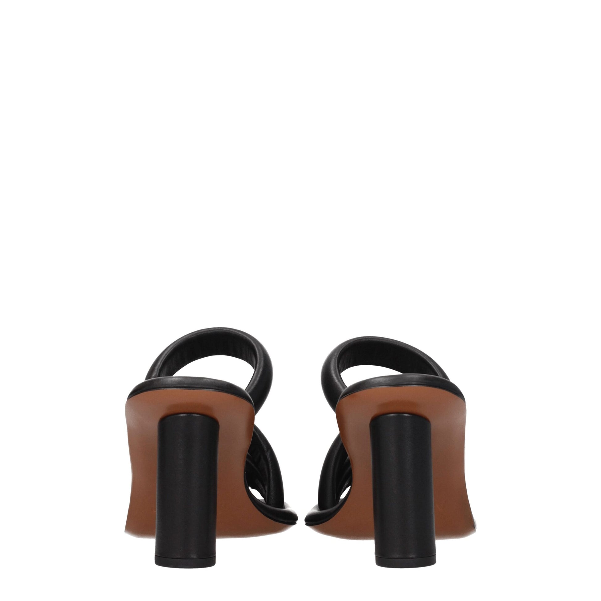 Black Leather Stiletto Heel Sandals