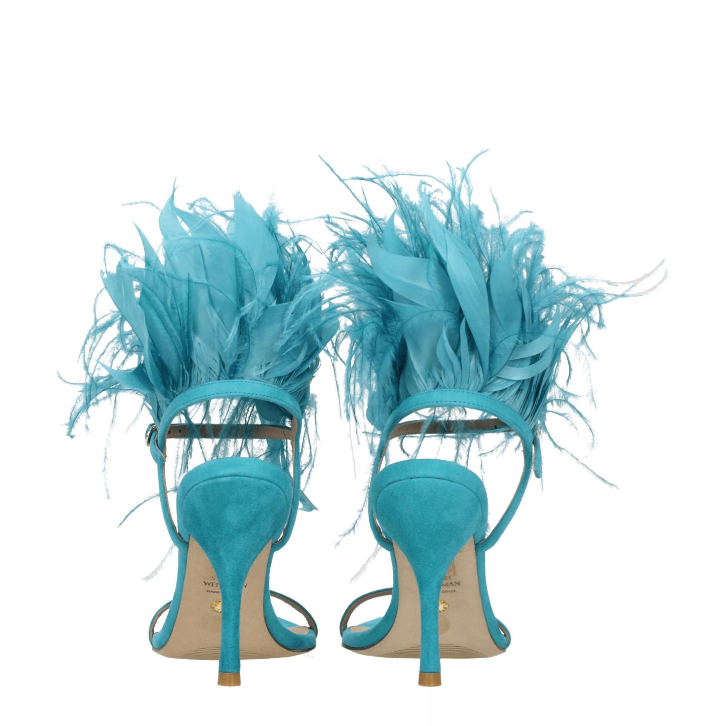 Green Leather Stiletto Heel Sandals