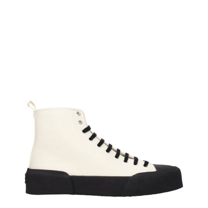 Beige Fabric High Top Sneakers