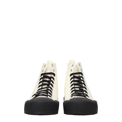 Beige Fabric High Top Sneakers