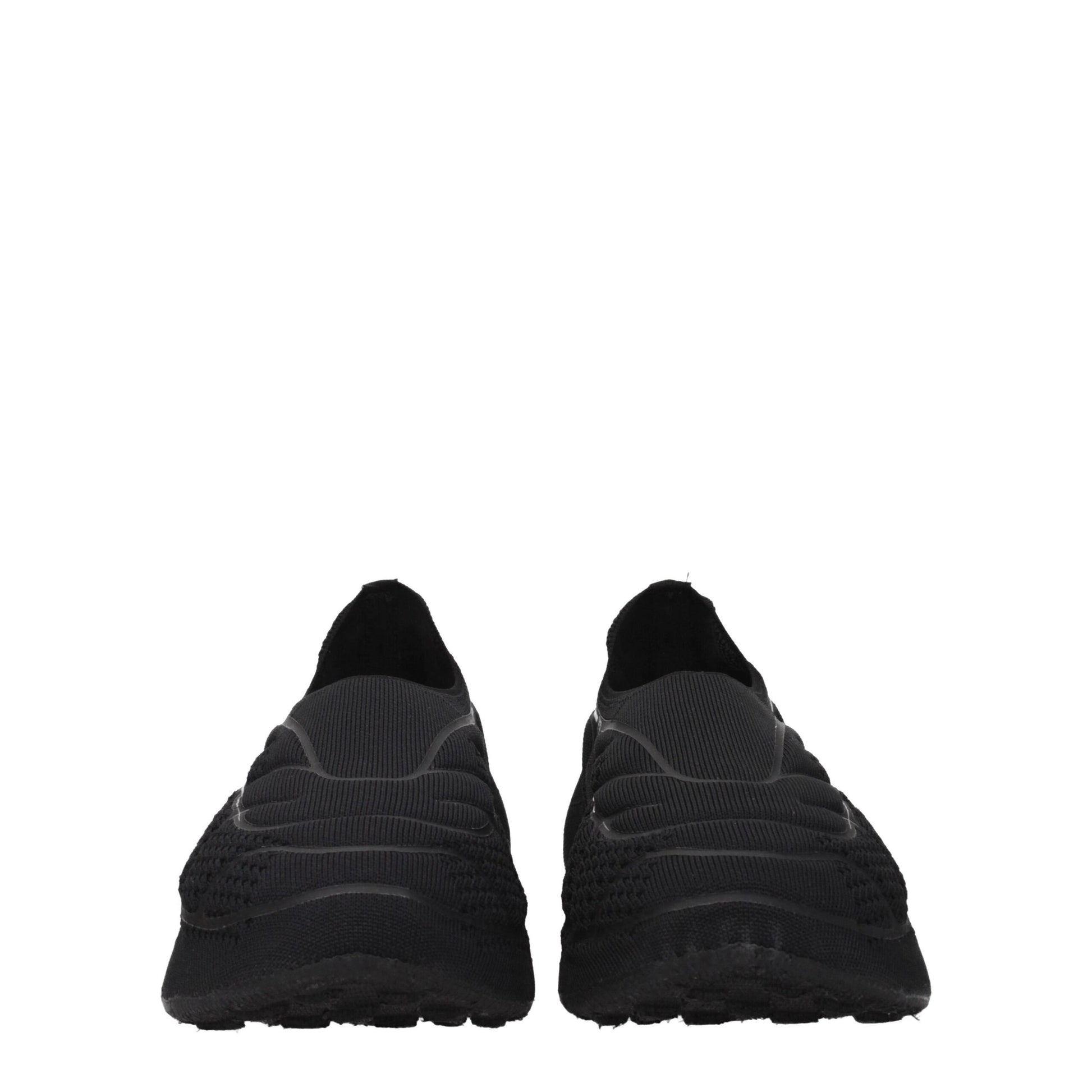 Black Fabric Slip-On Loafers