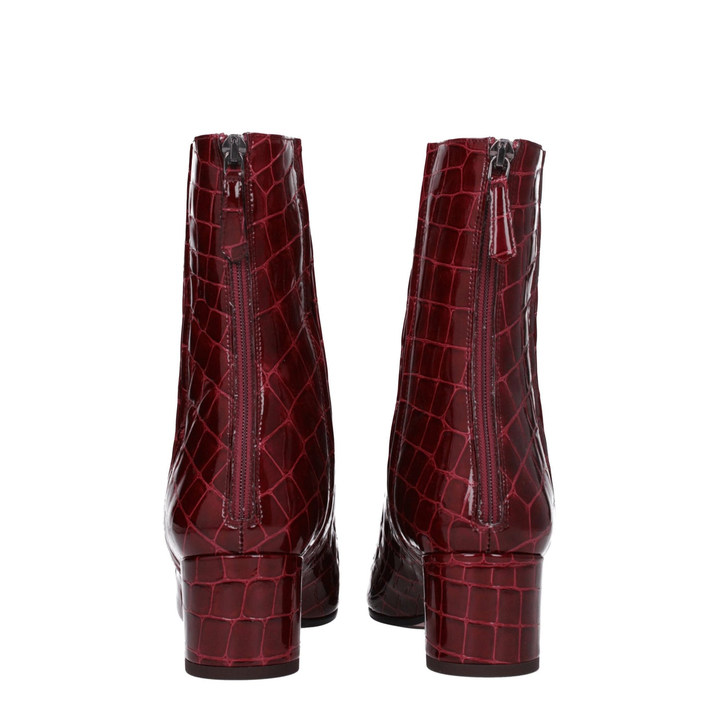 Red Leather Ankle Boots