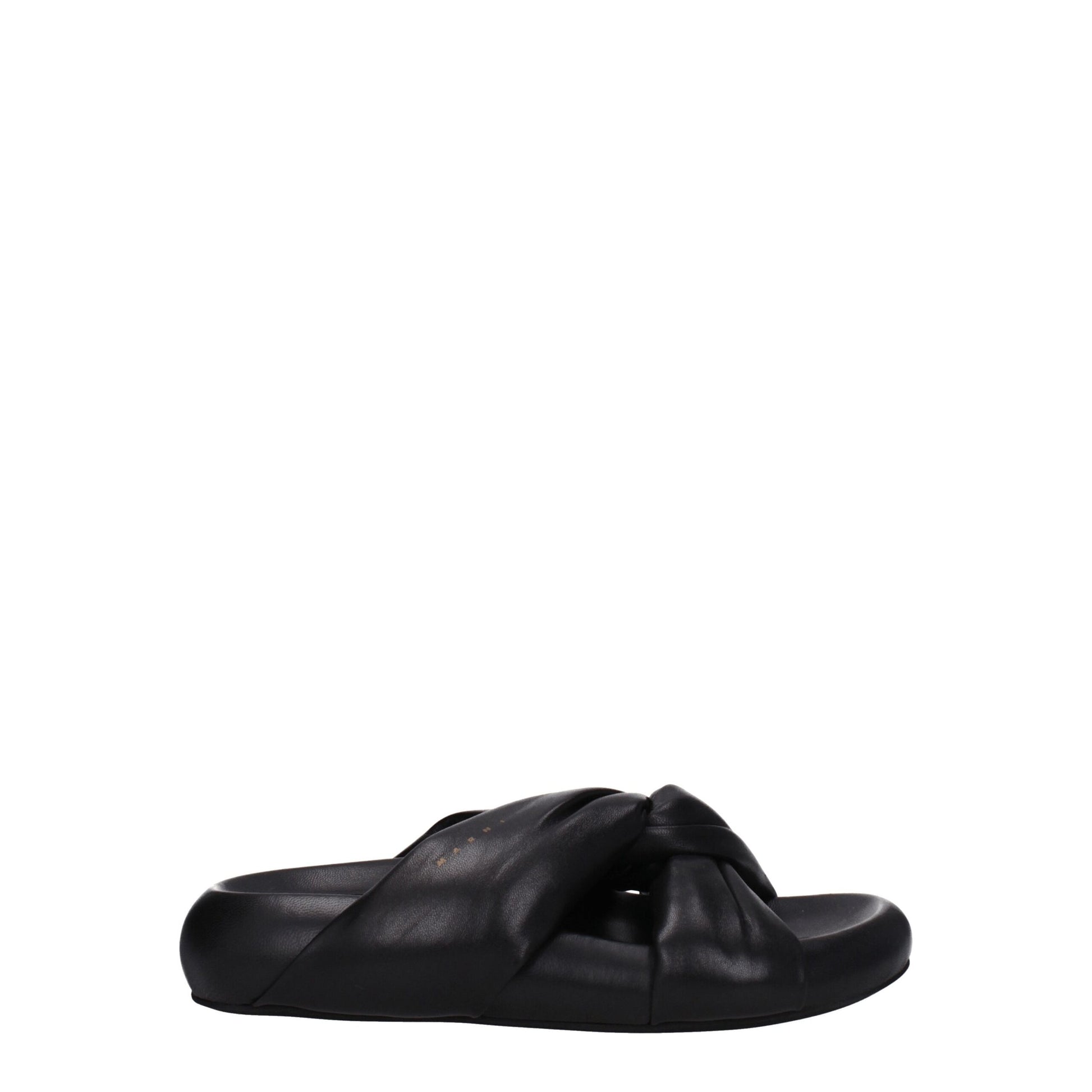 Black Leather Slippers
