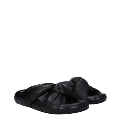 Black Leather Slippers