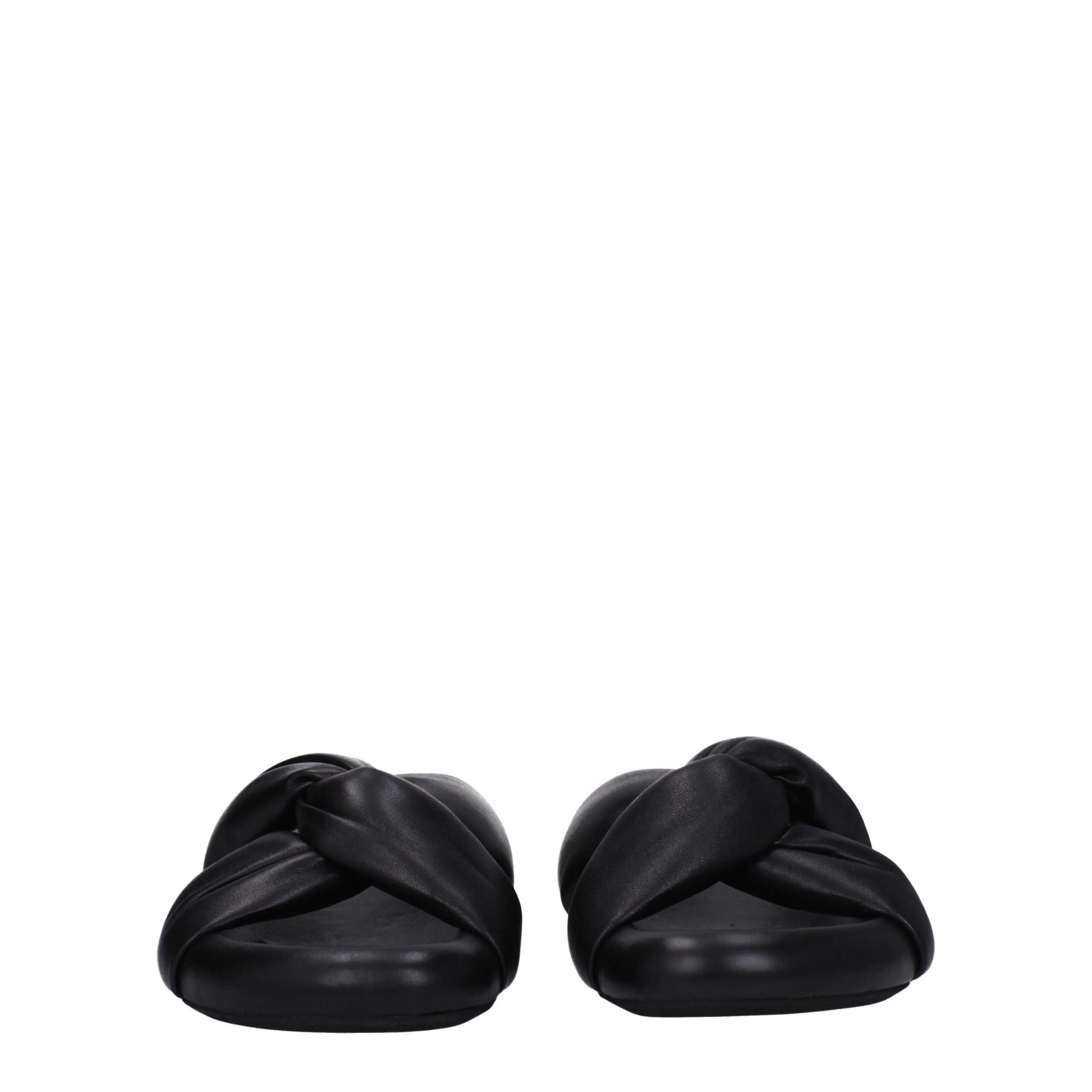 Black Leather Slippers