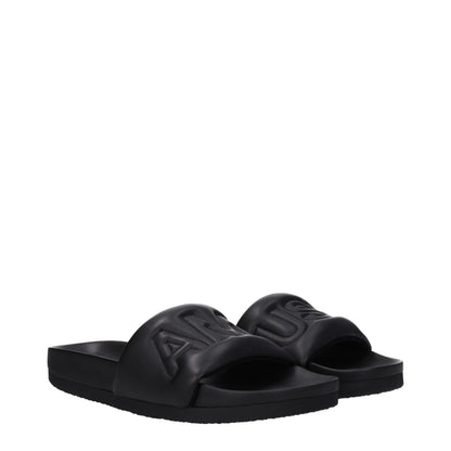 Black Leather Slippers