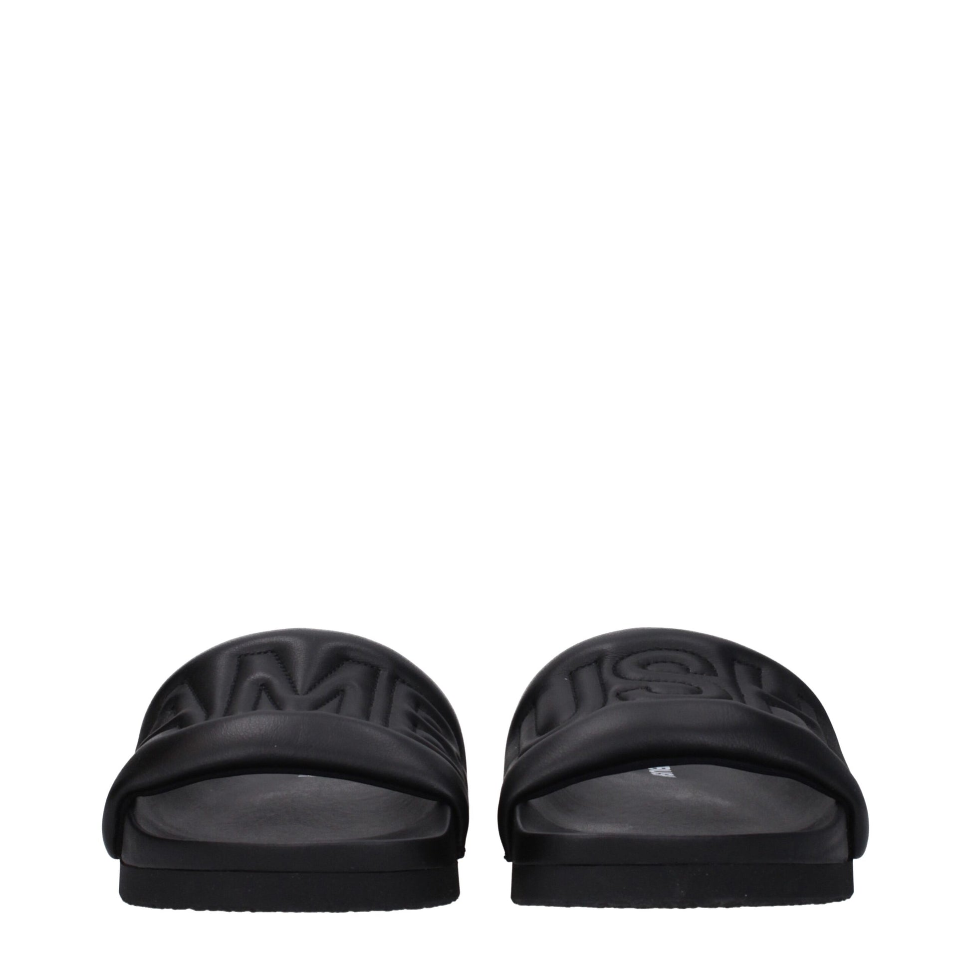 Black Leather Slippers