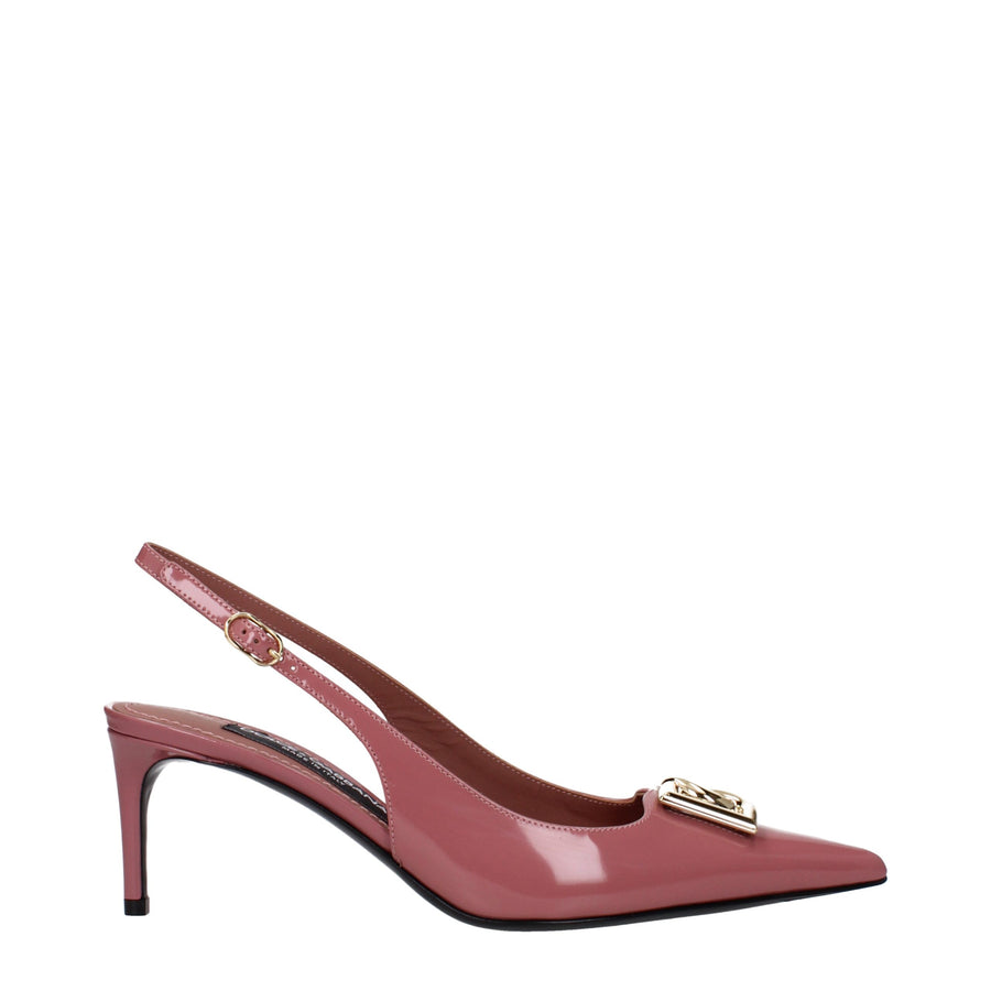 Pink Leather High Heel Pumps