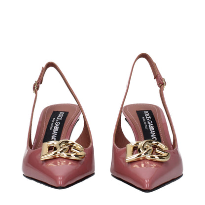 Pink Leather High Heel Pumps