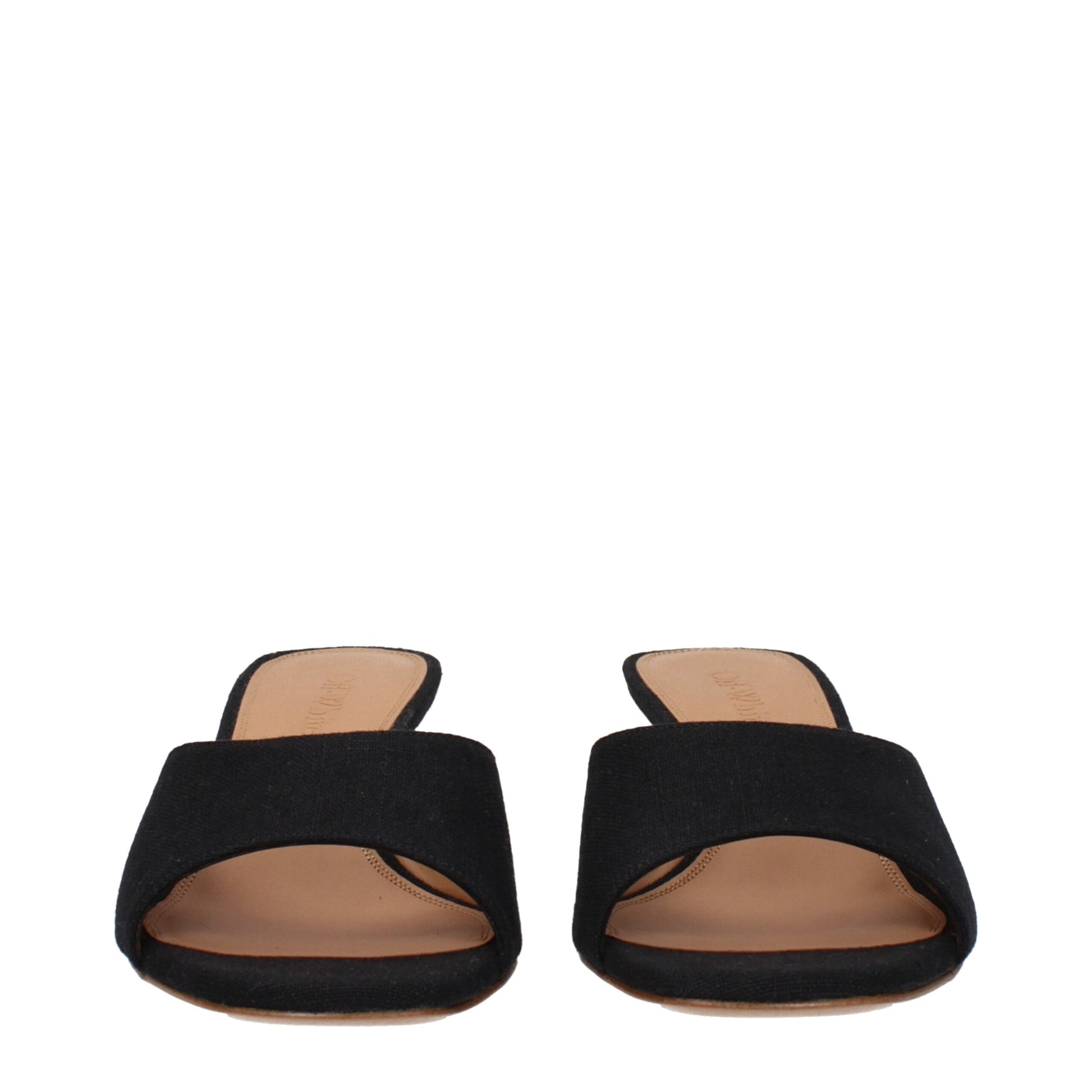 Black Linen Flat Sandals