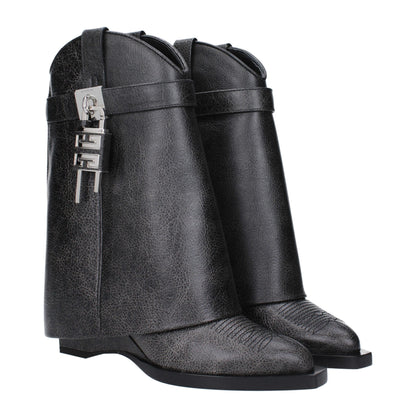 Black Leather Ankle Boots