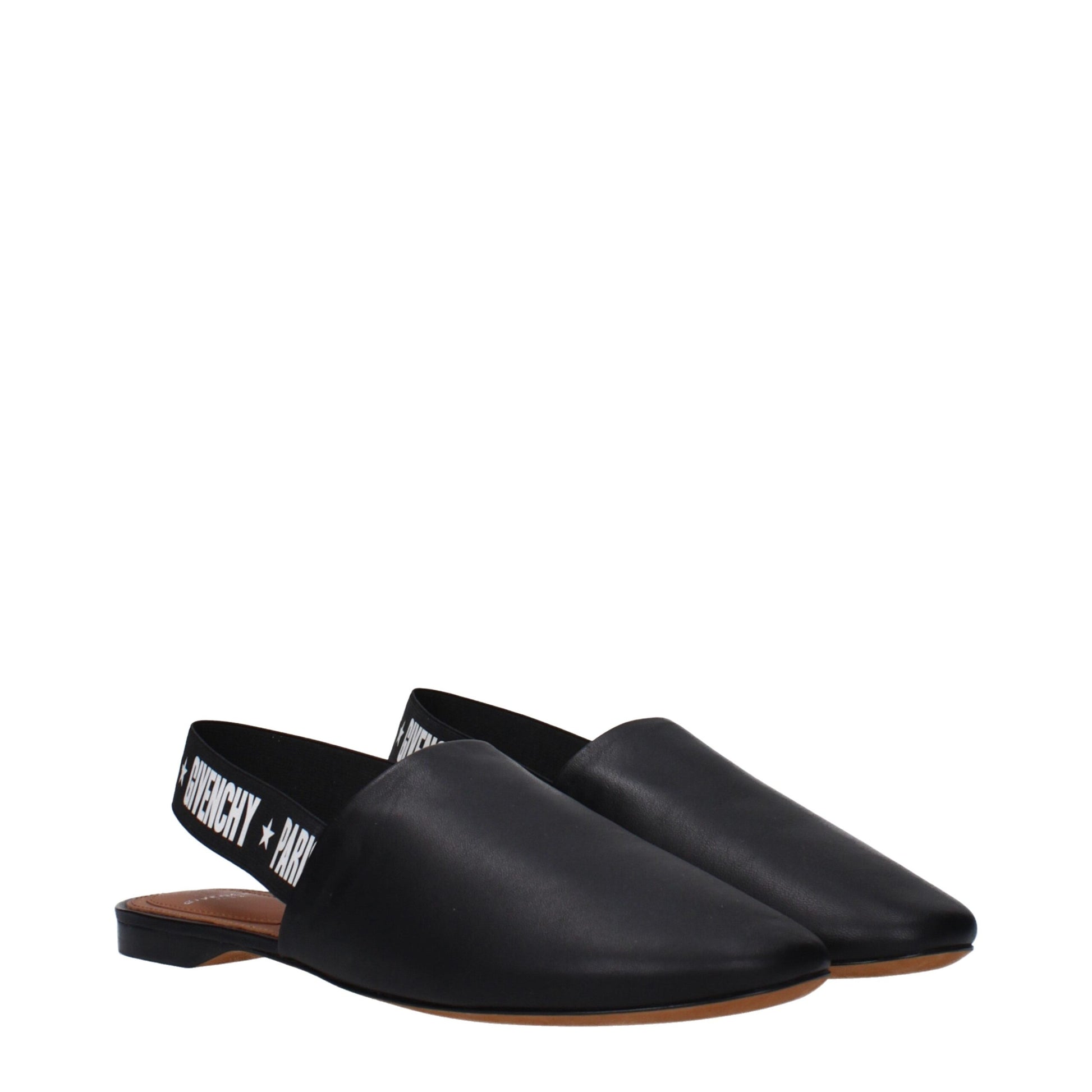 Black Leather Slides