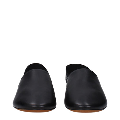 Black Leather Mules