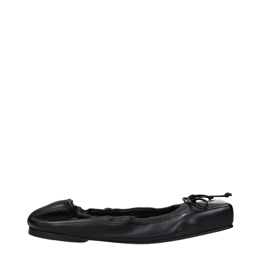 Black Leather Ballet Flats
