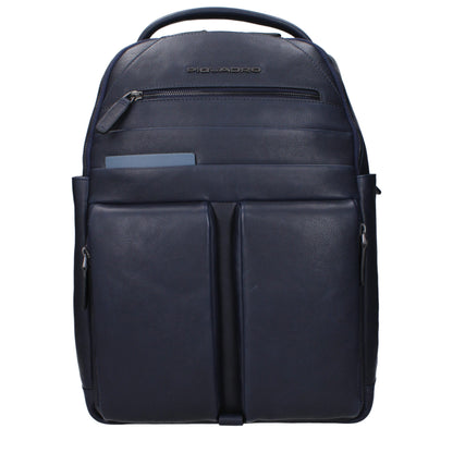 Blue Leather Backpack