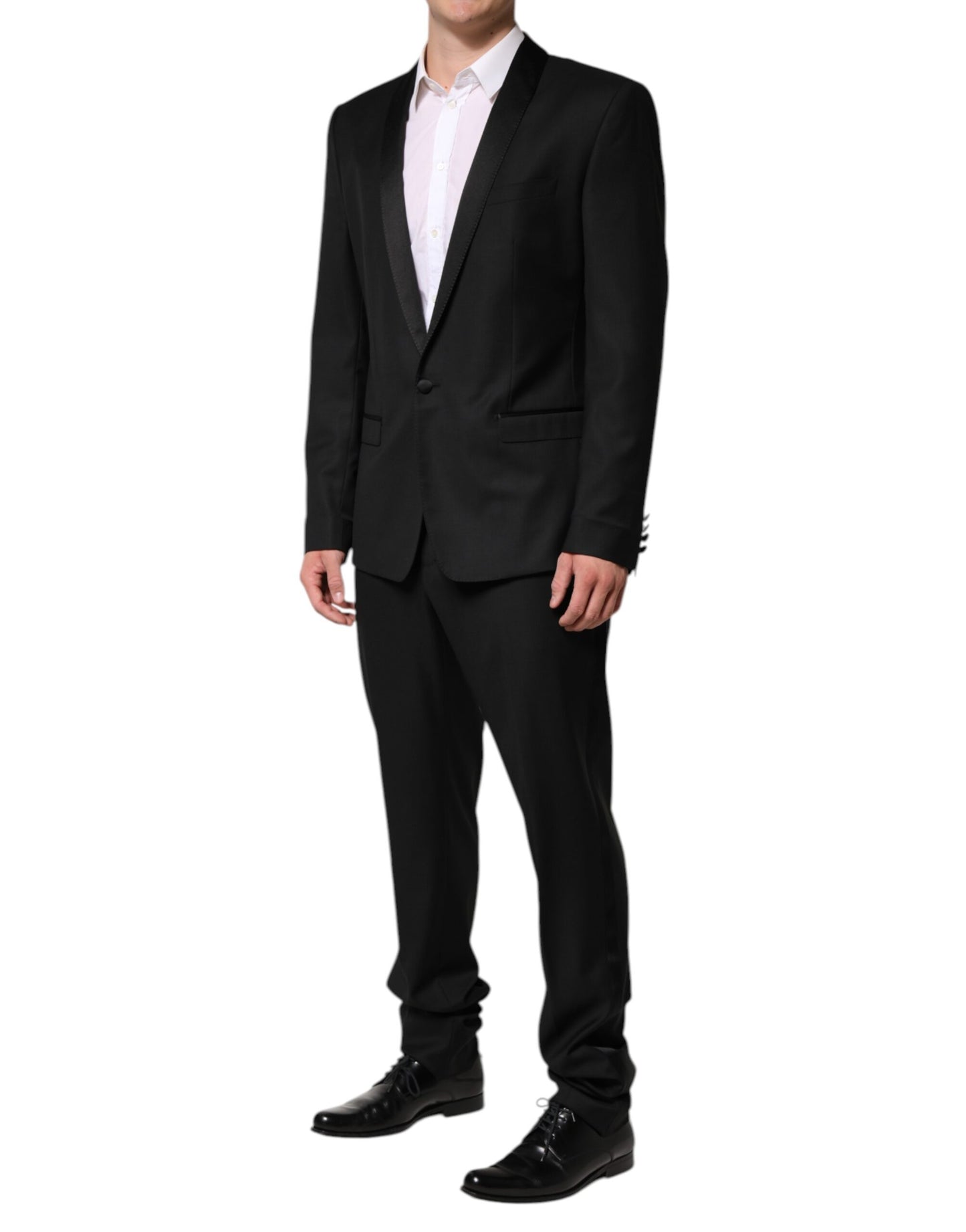 Black Wool Men Single Breasted 2 Piece Suit