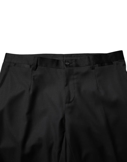 Black Wool Men Single Breasted 2 Piece Suit