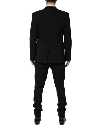 Black Cotton Single Breasted 2 Piece Suit