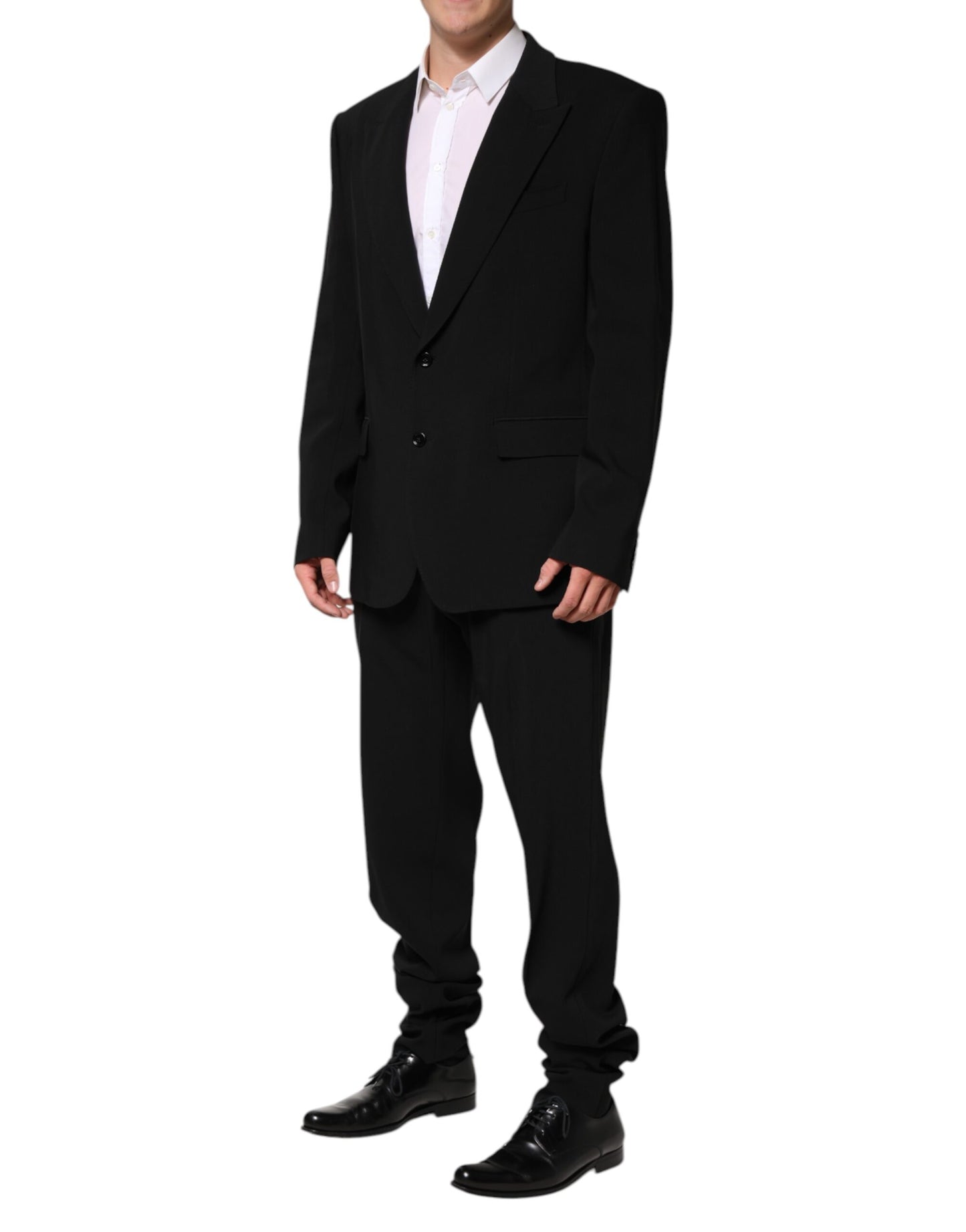 Black Cotton Single Breasted 2 Piece Suit