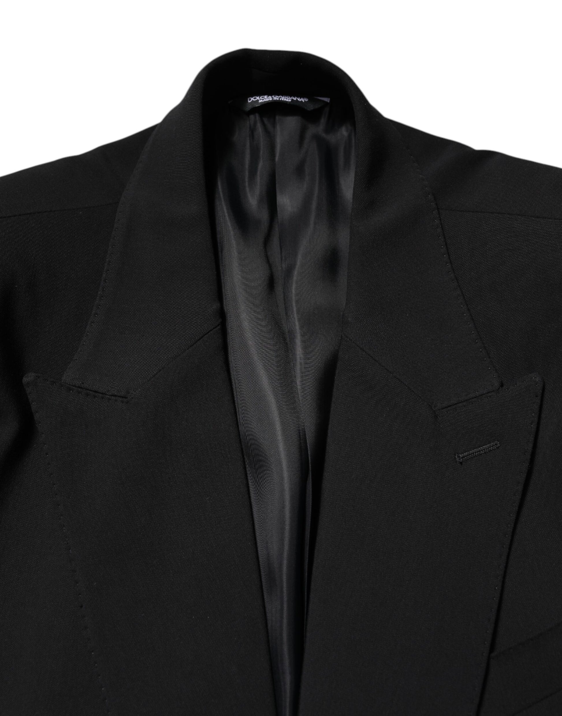 Black Cotton Single Breasted 2 Piece Suit